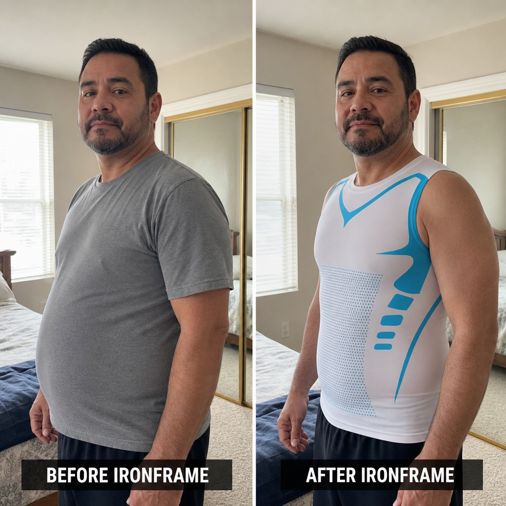 Before and after IronFrame — white colorway bedroom
